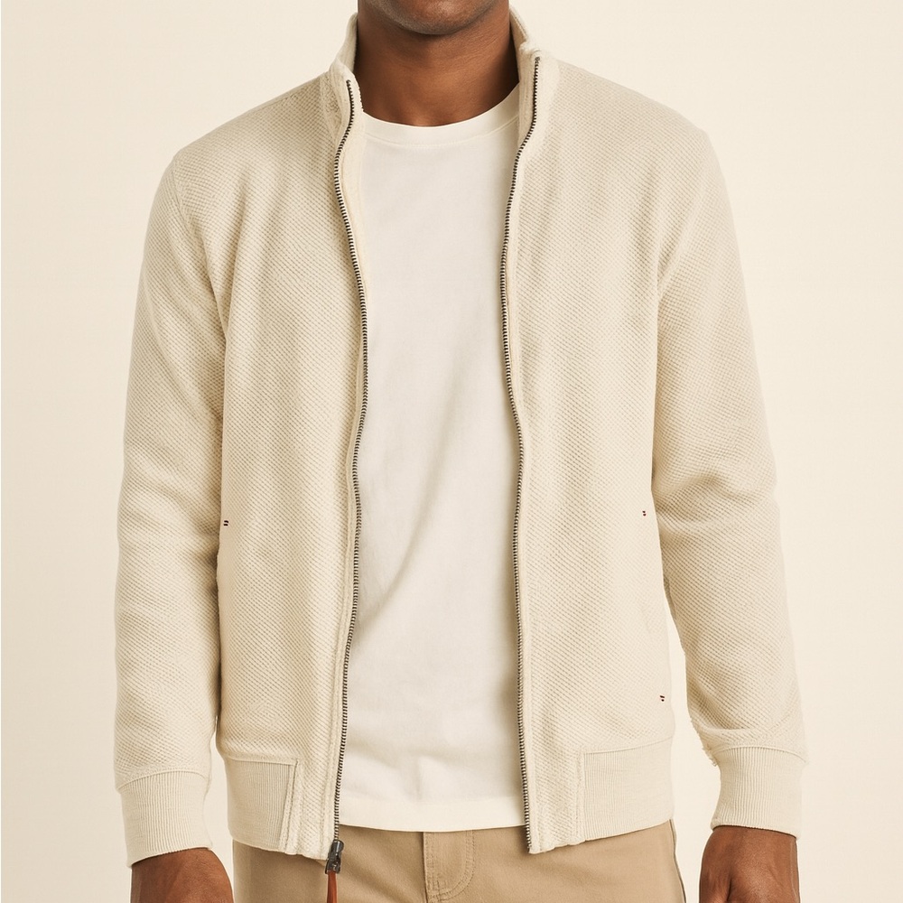 Banana Republic Men's Zip-Up Knit Jacket — Cream